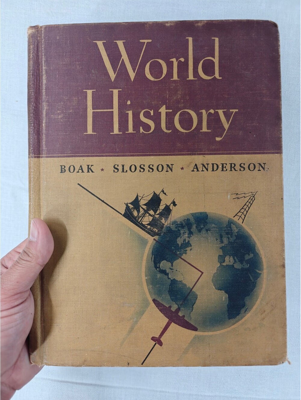 1942 World History Boak Slosson Anderson Vintage WWII Era Hardcover Textbook